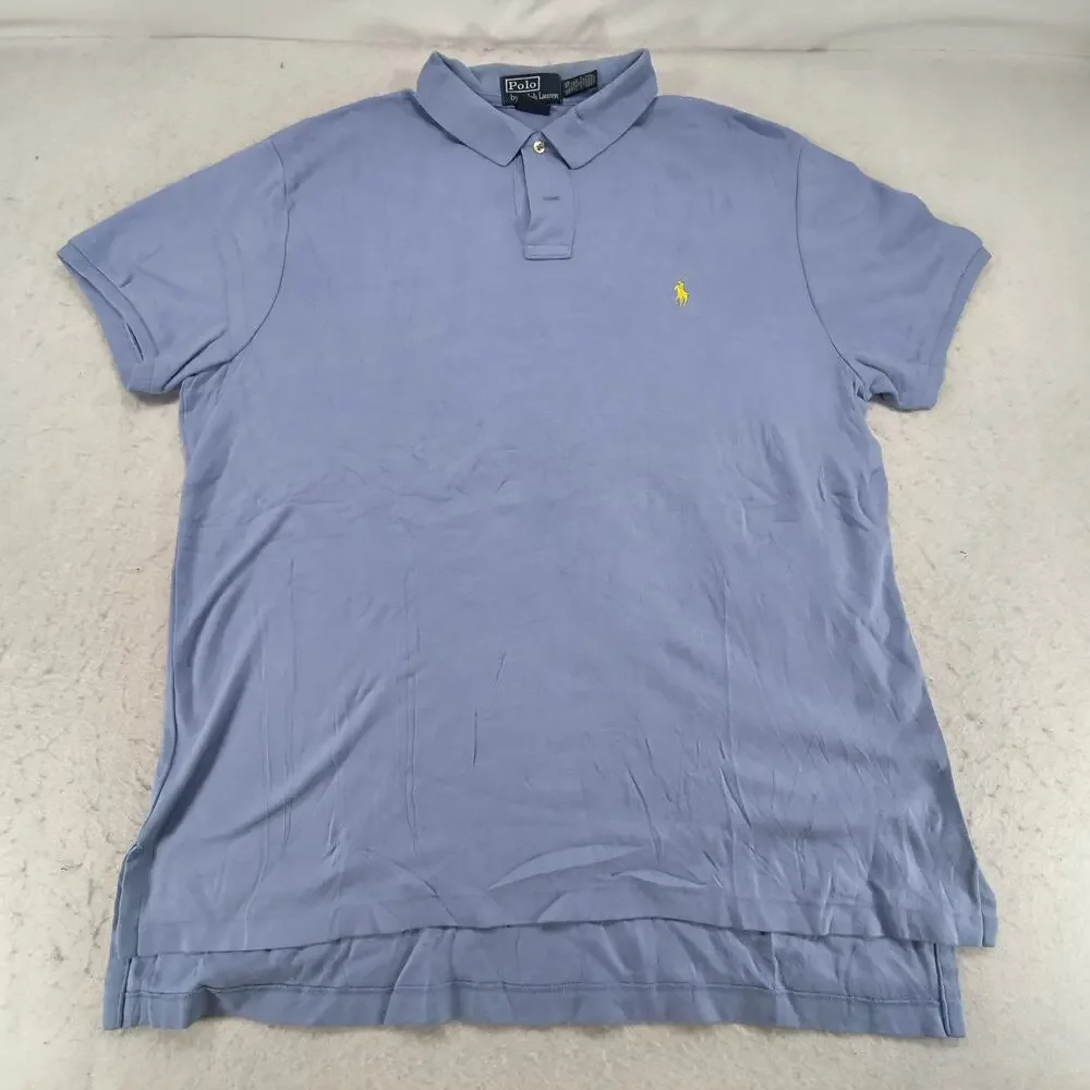 Polo by Ralph Lauren Custom Fit Casual Collared Polo Shirt Mens Size 2XL Blue
